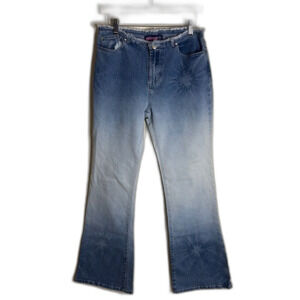 Vtg Bubblegum Flare Raw Hem Waist Jeans size 11/12 Y2K babygirl festival rave